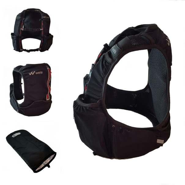 FLEX 2+5 Lts Caracteristicas: Materiales: Compartimento principal en espandex con amplia capacidad de carga Respaldar en malla 3D respirable y de secado rapido Bolsillos de malla elastica