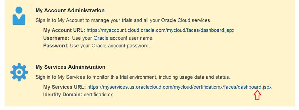 Oracle Cloud My Services 1.