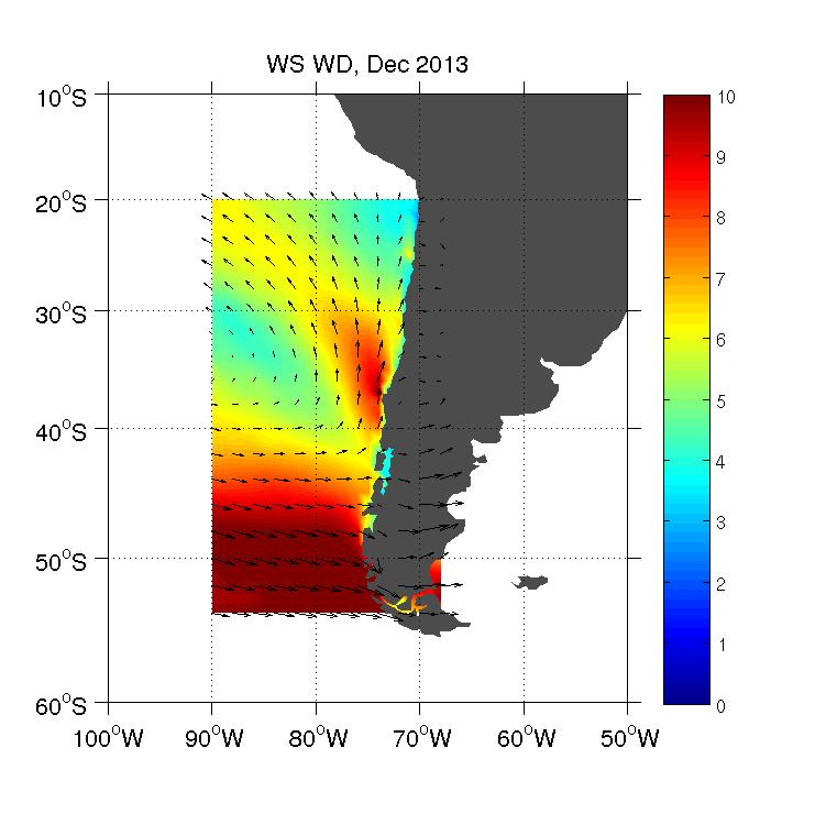 Diagnóstico de la variabilidad climática La condición sinóptica de los flujos 1 predominantes (figura 4), muestra un fortalecimiento en los vientos desde la Región de Antofagasta hasta latitudes