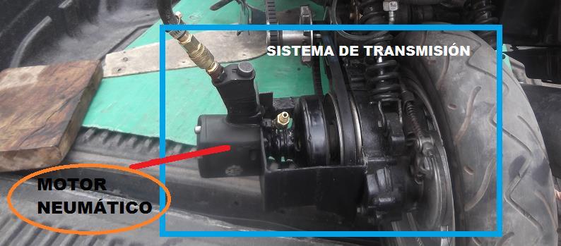 18 Para el sistema que se va implementar en la motocicleta utilizaremos el motor neumático de la llave de impacto para generar tracción a la rueda posterior dela motocicleta, como se