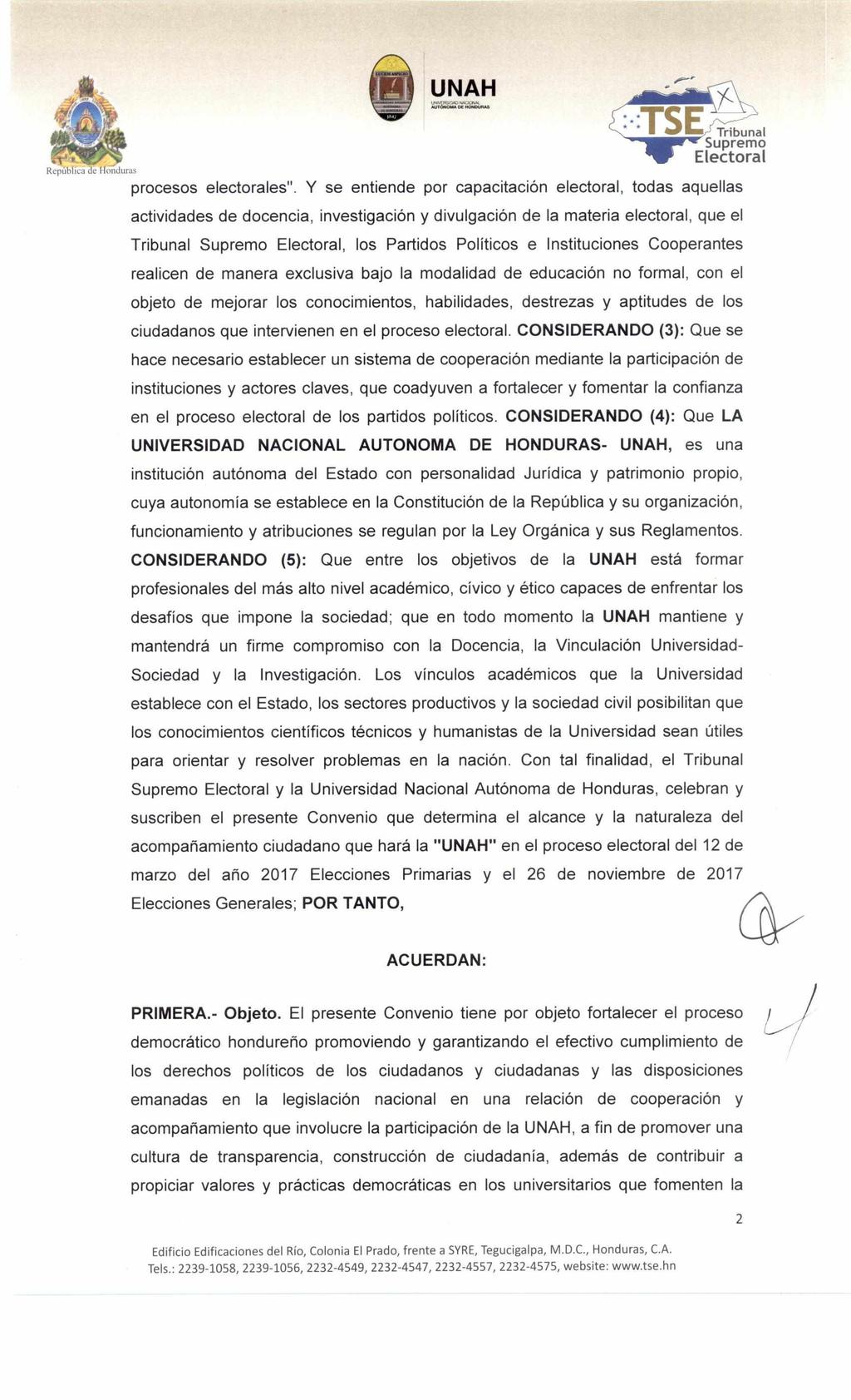 E Tribunal Repúblieá e Honduiii, procesos electorales".