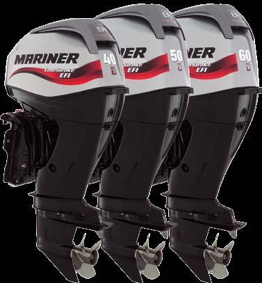 4 Tiempos Suaves, potentes y eficientes en consumo Poner a tu disposición la gama de motores Mariner de potencia media significa ir a más, porque nuestros modelos de 60, 50 y 40 CV incluyen