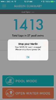 Sincronizar los datos después del nado Los datos del Marlin pueden ser sincronizados a la aplicación de Marlin 1.