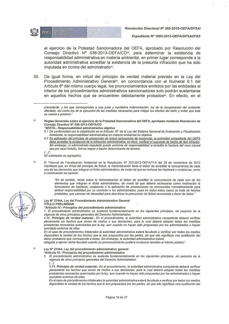 Resolución Directora/ Nº 302-2015-0EFAIDFSAI Expediente Nº 1093-2013-0EFAIDFSA/IPAS el ejercicio de la Potestad Sancionadora del OEFA, aprobado por Resolución del Consejo Directivo Nº