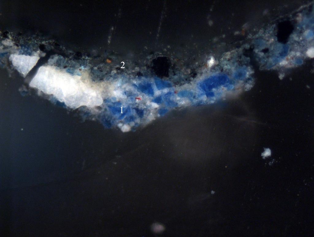 Figura 11. Estratigrafía de la muestra. Muestra: ARG-7 Aumentos: 200X Descripción: Azul oscuro, nube. Temis.