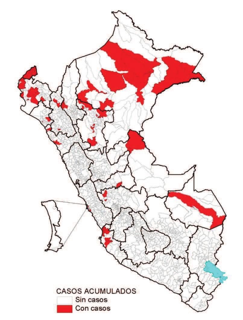 Número casos de zika por distrito.