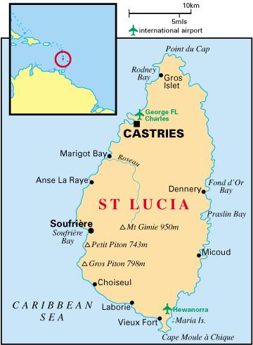 Acceso aéreo Distribución Física Internacional Ficha logística de Santa Lucia Santa Lucia cuenta únicamente con dos aeropuertos: Ilustración 3: Mapa de aeropuertos de Santa Lucia Fuente: www.