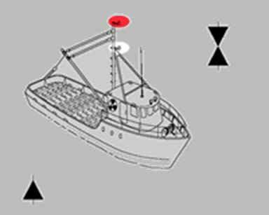 Regla 25 a) iii) c) Los buques dedicados a la pesca, que no sea pesca de arrastre, exhibirán: i) dos
