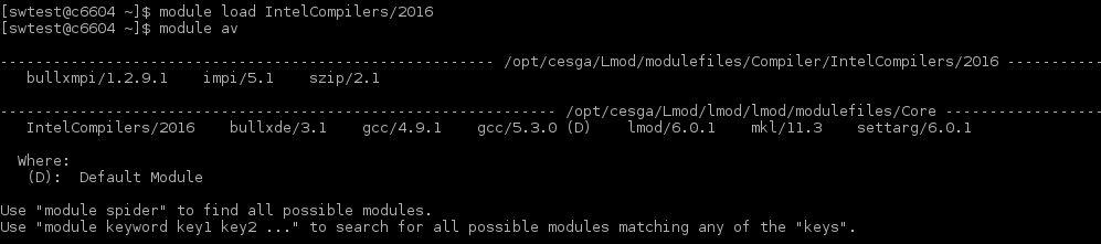 Uso de modules/lmod El comando module fija el entorno de variables apropiado independiente de la shell de usuario.
