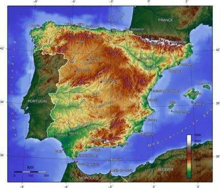 Geografía - España presenta una gran meseta central del que parten sus