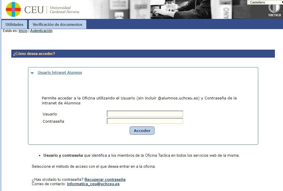 Universidad CEU Cardenal Herrera 1 Para acceder la plataforma de solicitud de certificados, podrás hacerlo de la siguiente manera: 1-Accediendo al siguiente enlace: https://www.uchceu.