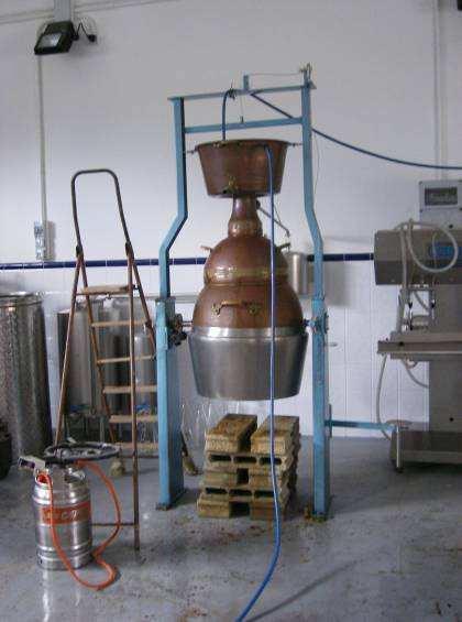 Elaboración de orujo Durante el mes de diciembre de 20 se procedió a la elaboración de orujo en la bodega experimental de CIFA utilizando una alquitara de cobre con camisa de agua de 150 litros de