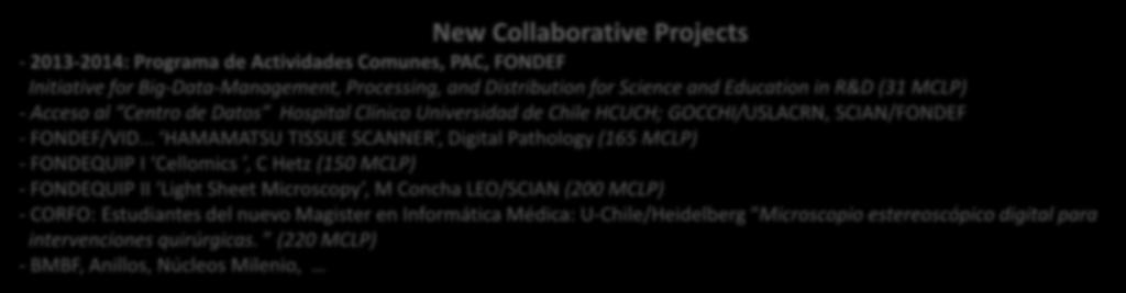 New Collaborative Projects U-Redes: BioMed-HPC International Advisors - Luis Barbeito, Pasteur Institute, Uy - Jaime Combariza, Brown Univ, EEUU - Anne Siegel INRIA, F - Directory - (Petit Comité)