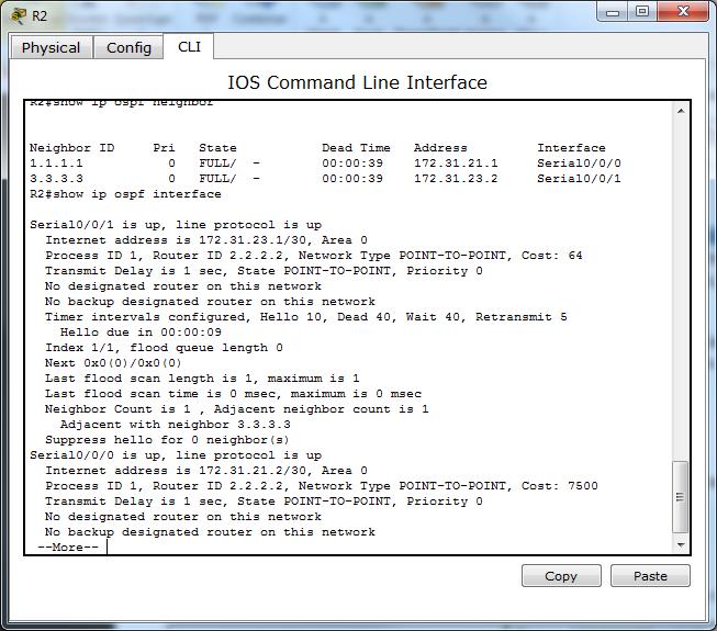 4. VISUALIZAR LISTA RESUMIDA DE INTERFACES POR OSPF EN DONDE SE ILUSTRE EL COSTO DE CADA INTERFACE Figura 26. Lista Resumida de Interfaces 5.