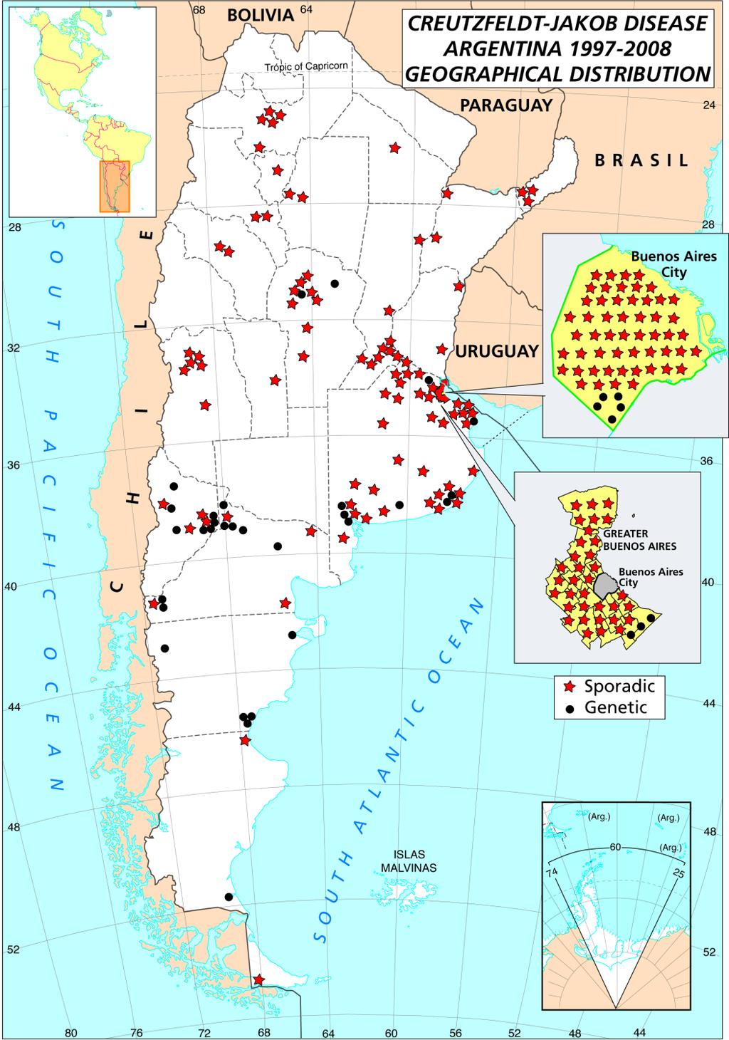 CJe y CJg distribución geográfica de la casuística ARGENTINA Superficie: 2.780.400 km 2 / Población:36.260.130 habitantes / Densidad: 13,04 habitantes/km² Incidencia (CJe y CJg): alcanza a 0.