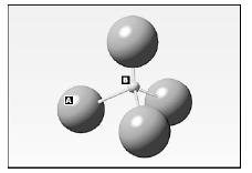 4. Identificar los átomos indicados como A y B en el siguiente modelo de coordinación tetraédrica de un silicato y nombrar, en función de este poliedro, la estructura de