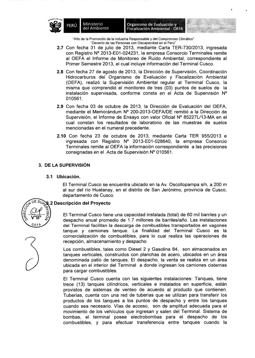 Wll Ministerio Organismo de Evah:.1acidn Y: Fiscalización Ambiental - OEF"' 2.
