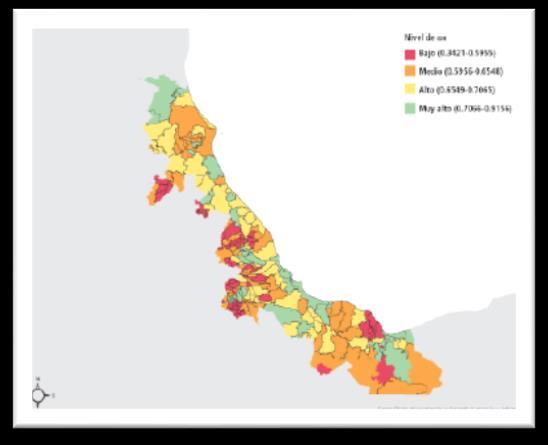 4.B.2). Gráfica 4.B.2 Índice de Salud por sexo en las entidades federativas en la región Sierra Madre Oriental 2012.