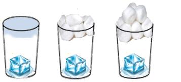-Introduce un cubito de hielo en cada vaso. 2.