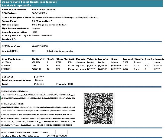 Documentación del recibo electrónico de pagos, cuando existe cobro por cuenta de terceros Forma de pago: 99 Por
