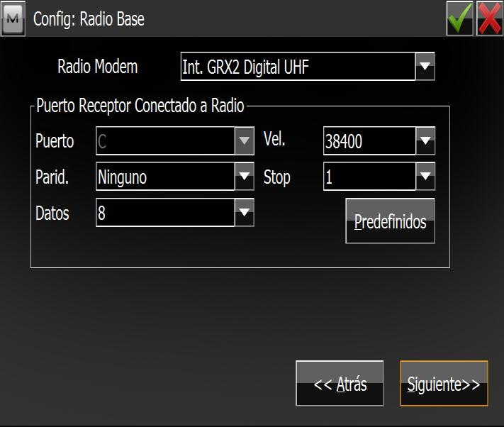 9. Configuramos los parámetros de la radio, en el caso de trabajar con radio interna seleccionar Int. XXX Digital UHF.