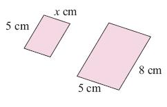 21) Los dos paralelogramos de la imagen son semejantes. Calcula la razón de semejanza y la longitud x.