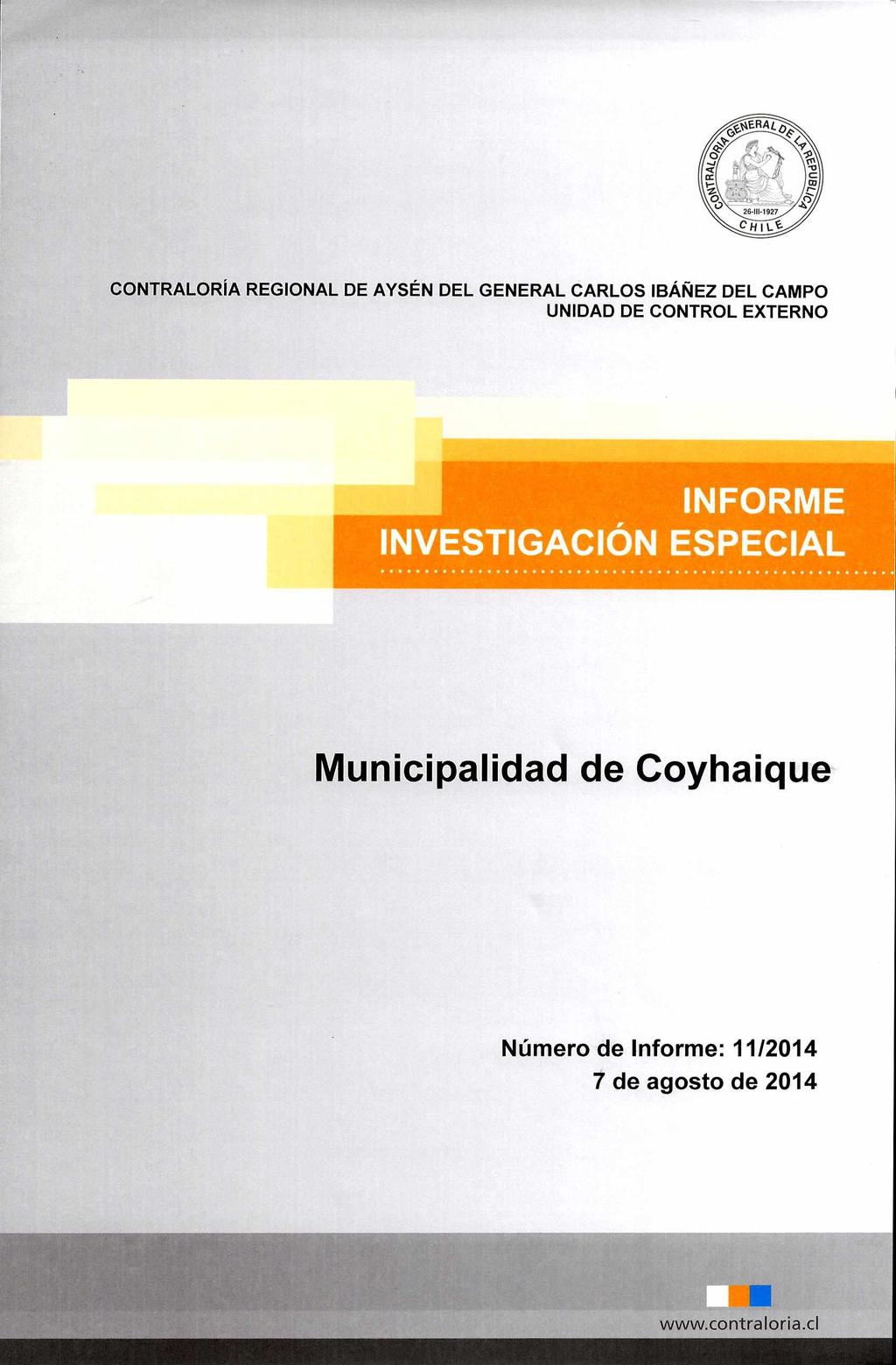 INFORME INVESTIGACIÓN ESPECIAL Municipalidad de Coyhaique