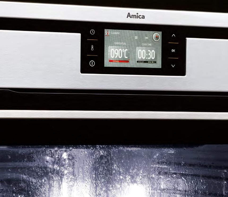 hornos Fácil y rápida limpieza Aqualytic system 4 pasos para tener el horno limpio: 1. llena la parte inferior del horno con 0,5 l de agua 2.