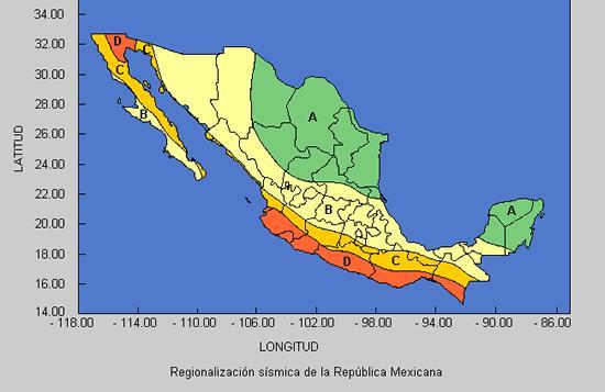 Figura 10. Regionalización Sísmica de la República Mexicana. http://www.ssn.unam.mx/website/html/ssn/sismos/region_sismica_mx.html f) Intemperismo severo.