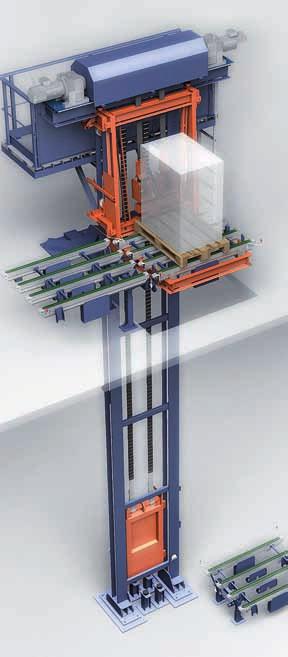 Transportadores Paletas Elevador para paletas (EP) Se trata de un elemento de transporte vertical de unidades de carga basado en un dispositivo de elevación mediante contrapeso y