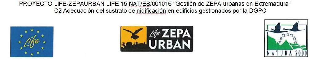 27238 Programa de Medio Ambiente y Acción por el Clima (LIFE), proyecto: LIFE-ZEPAUR- BAN LIFE NAT/ES/001016 Gestión de ZEPA urbanas en Extremadura Acción C2 / adecuación del sustrato de nidificación