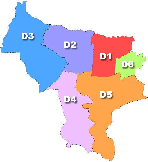 El municipio de San Salvador se encuentra dividido en 6 Distritos NOMBRE POBLACIÓN DEL DISTRITO (según AMSS) TAMAÑO POBLACIÓN D1 - Distrito 1 38,162 D2 -