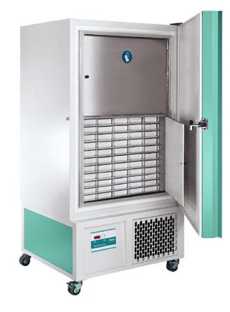 Hettich Freezer ofrecen el clima óptimo para sus muestras sensibles con una temperatura constante de hasta -86 C; la tapa intermedia y las puertas internas permiten un acceso específico, mientras que