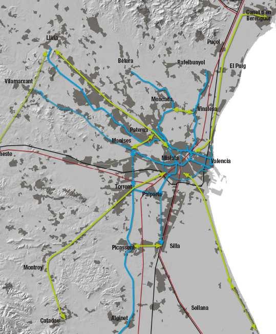 La ETCV propone dos ámbitos territoriales de acción estratégica en materia de transporte público, a abordar de forma simultánea: - El primero coincide con la primera y segunda corona metropolitana de