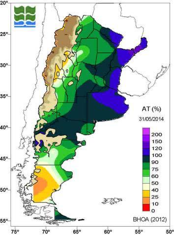 E l balance de agua en el suelo para todo el país, muestra la situación hídrica al día 31 de mayo.