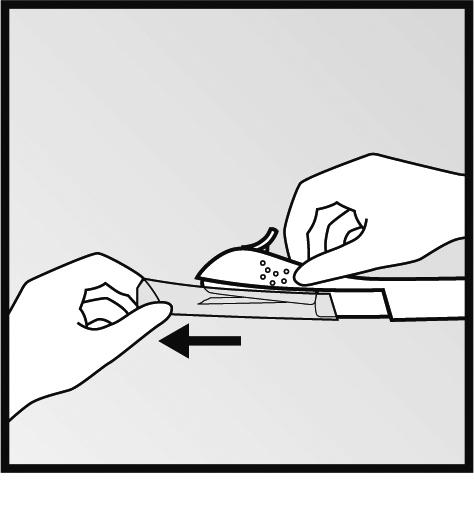 Mantenga el aplicador justo encima de la aguja en el área de superficie granulada.