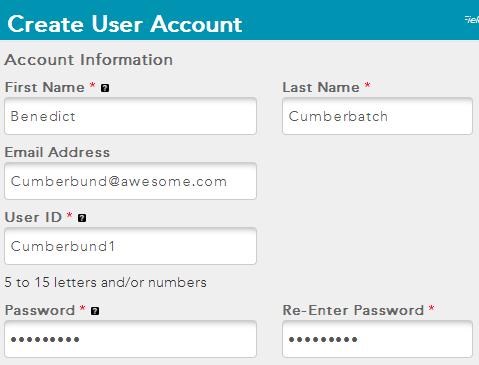 Complete all information with a red asterisk (*) and click Create Account 4.