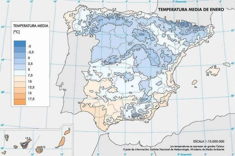 Mapas de referencia Utilizados Para España, los mapas de temperaturas, humedad relativa y radiación disponibles