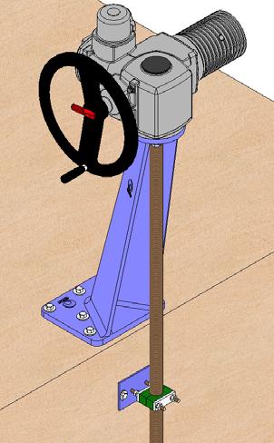 Normalmente se incorpora una columna de maniobra para soportar el accionamiento. Las variables de definición son: H1: Distancia del eje de la válvula a la base de la columna.