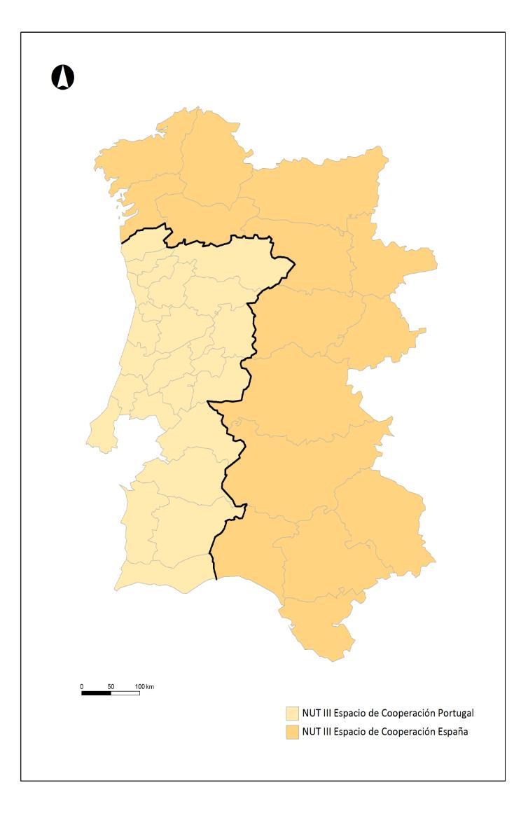 2. ÁMBITO TERRITORIAL 36 NUTS III establecidas en el Programa: España: Ourense, Pontevedra, Zamora, Salamanca, Cáceres, Badajoz, Huelva, A Coruña, Lugo, Ávila, León, Valladolid, Cádiz, Córdoba,