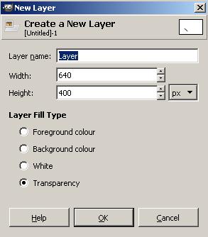 Operaciones con capas Crear una nueva capa: pinchamos en el botón de New layer (ver panel de la página anterior), y establecemos sus características: Layer name: el nombre que queramos Width y