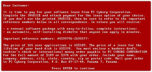 Historia del ransomware I 1989 - AIDS ransomware Dr.