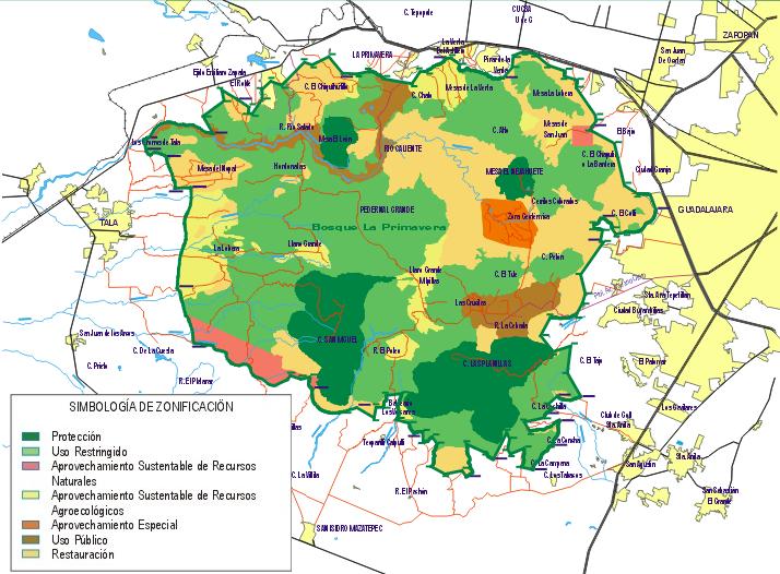 Zonificación Bosque La Primavera Objetivo: verificar la capacidad con que cuenta la zona para que el recurso geotérmico con