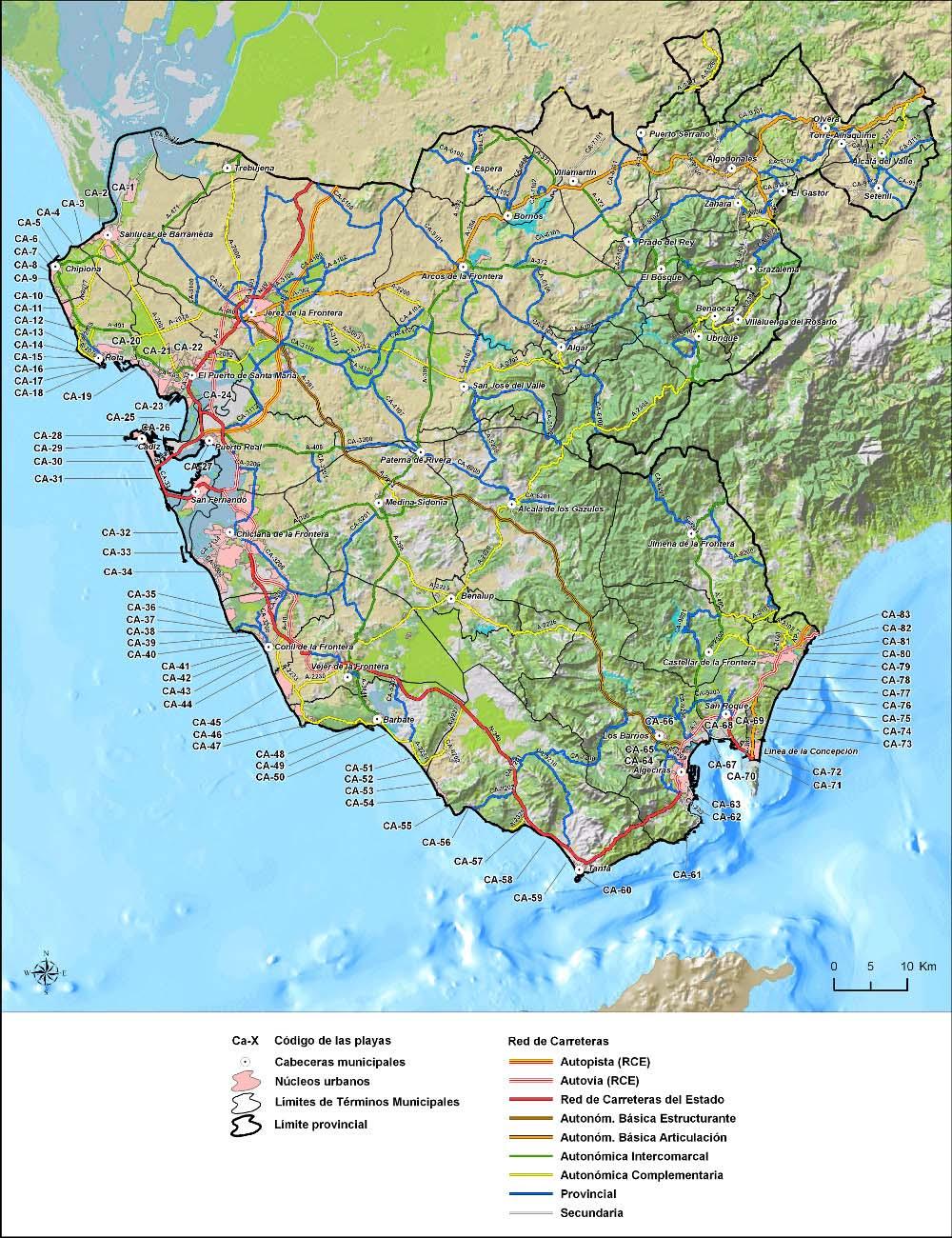 El Catálogo de Playas El litoral gaditano Caracterización general, Costa