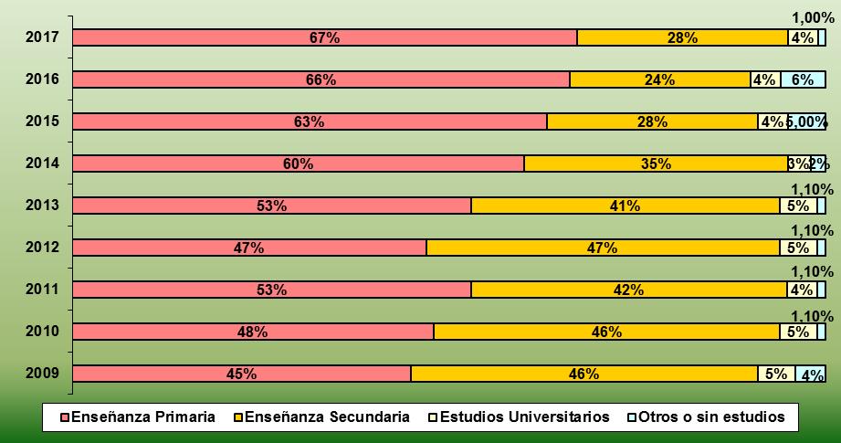 Nivel de Estudios 2009-2017 Fuente: