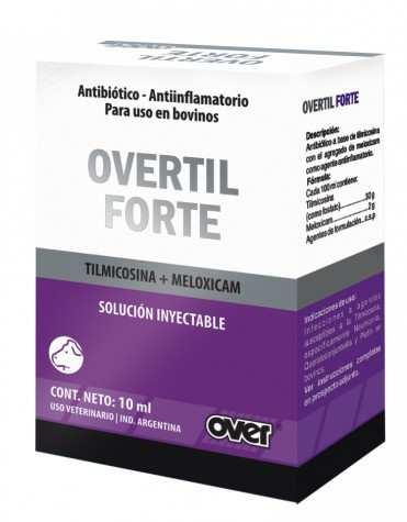 Overtil Forte Antibiótico a base de tilmicosina con el agregado de meloxicam como agente antiinflamatorio. Doble acción antibiótica y antiinflamatoria con una sola dosis.