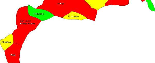 Mapa en escala de colores que representan las medias