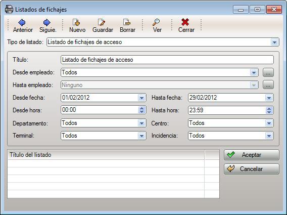 En la Figura 12 pdems bservar un ejempl de un listad cnfigurad para tds ls empleads, desde el 1-02-2012 hasta el 29-02-2012 desde las 00:00 hasta las