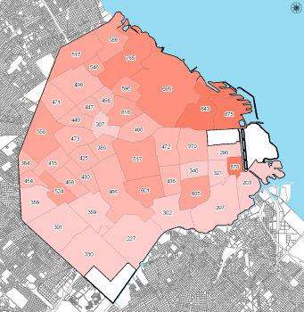 En el otro extremo, los barrios con menor diferencia de precios entre 2001 y 2009 son los del Sur y Oeste: Nueva Pompeya (5,2%), Paternal (16,6%), Flores (23%), Villa Luro (26%) y