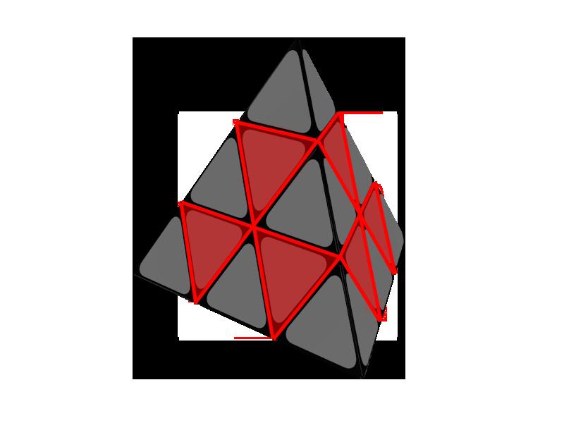 Introducción El Pyraminx es un tetraedro (comúnmente se le conoce como pirámide), lo que quiere decir que tendremos 4 caras y 4 esquinas, los centros y aristas dependen del tetraedro que estemos